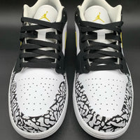 Custom AJ 1s Shoes Bold Yellow and Black Crackle