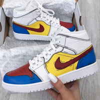 Custom AJ 1s Shoes Comic Style Red Yellow Blue