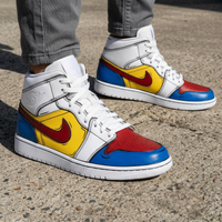 Custom AJ 1s Shoes Comic Style Red Yellow Blue