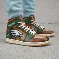 Custom AJ 1s Shoes Eagles Woodland Scheme