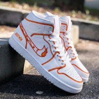 Custom AJ 1s Shoes Flame Pattern Orange Color