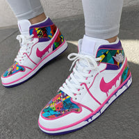Custom AJ 1s Shoes Geometric Pink Purple Mosaic