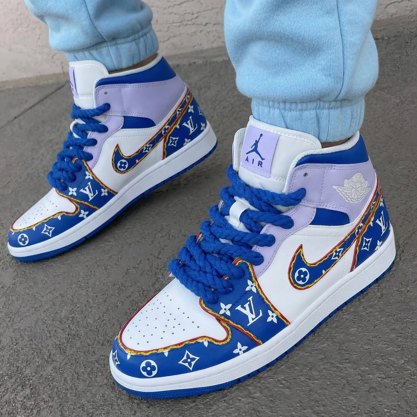 Custom AJ 1s Shoes Girly Baby Purple Blue LV Luxury Trendy