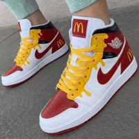 Custom AJ 1s Shoes McDonald's Red Yellow White