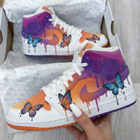 Custom AJ 1s Shoes Neon Butterfly Orange Purple Vibes