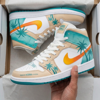 Custom AJ 1s Shoes Palm Tree Pattern Teal Orange