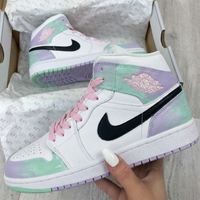 Custom AJ 1s Shoes Pastel Purple Green and Baby Pink
