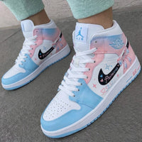 Custom AJ 1s Shoes Princess Theme Baby Blue Baby Pink