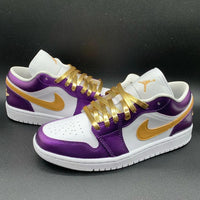 Custom AJ 1s Shoes Purple Gold and White