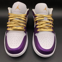 Custom AJ 1s Shoes Purple Gold and White