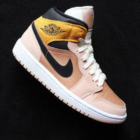 Custom AJ 1s Shoes Suede Detail Baby Pink Black