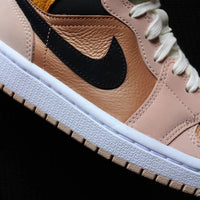 Custom AJ 1s Shoes Suede Detail Baby Pink Black