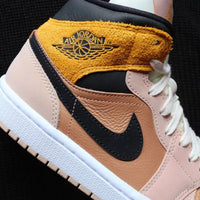 Custom AJ 1s Shoes Suede Detail Baby Pink Black