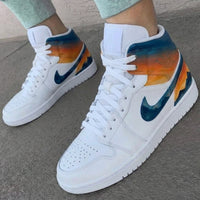 Custom AJ 1s Shoes Sunset Gradient Orange Blue