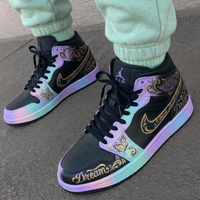 Custom AJ 1s Shoes with Butterfly Patterns and Baby Blue Purple Color