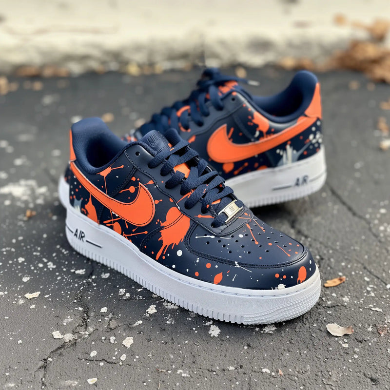 Hand Painted Orange Splatter Custom Air Force 1 Sneakers