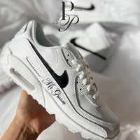 Custom Nike Air Max White Black Date Personalized Shoes