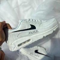 Custom Nike Air Max White Black Date Personalized Shoes