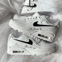 Custom Nike Air Max White Black Date Personalized Shoes