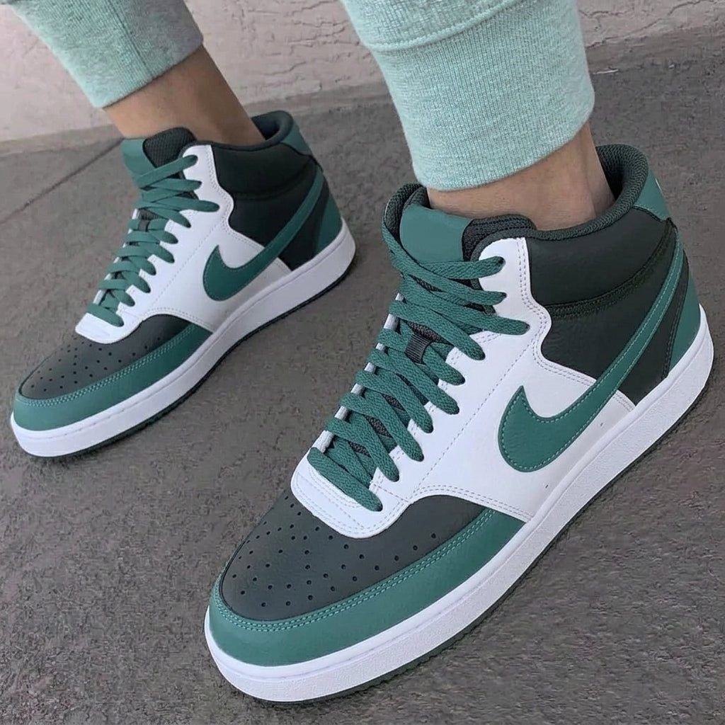 Custom Nike Court Vision Shoes Color Blocked Dark Green & Black