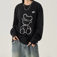 Custom Nike Sweatshirt Black With Silver Bear Outline Design