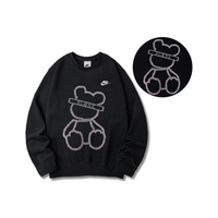 Custom Nike Sweatshirt Black With Silver Bear Outline Design