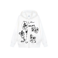 Custom Nike Sweatshirt White With Sketchy Black Patterns