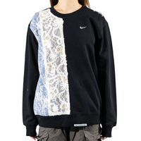 Custom Nike Sweatshirt With Floral Lace Panel Black
