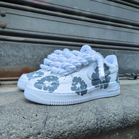 Hand Painted Gray Floral Custom Air Force 1 Sneakers