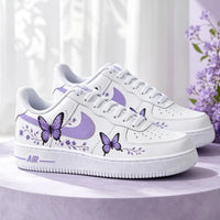 Hand Painted Purple Butterfly Custom Air Force 1 Sneakers