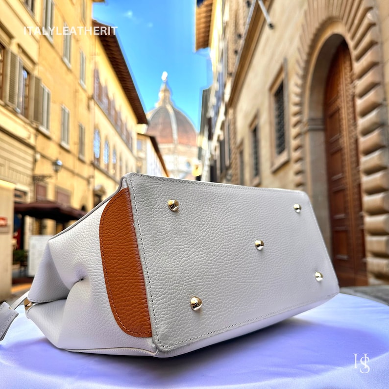 Product Title
Custom Air Force 1 Custom Sneakers Available | White & Tan Pebbled Italian Genuine Leather Women's Luxury Tote Bag Detachable Strap Commuter Handbag Crossbody Bag