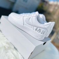 Custom Air Force 1 Pearl Diamond Wedding Shoes