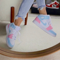 Hand Painted Pink Blue Custom Air Jordan 1 Mid Sneakers