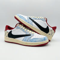 Travis Scott Custom AJ 1s Shoes LV Pattern Baby Blue Black Red