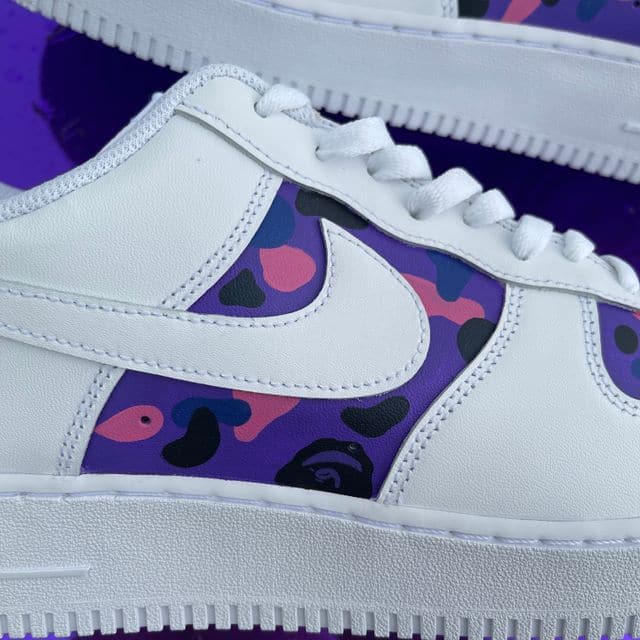 Custom Air Force 1 Purple painted Bape