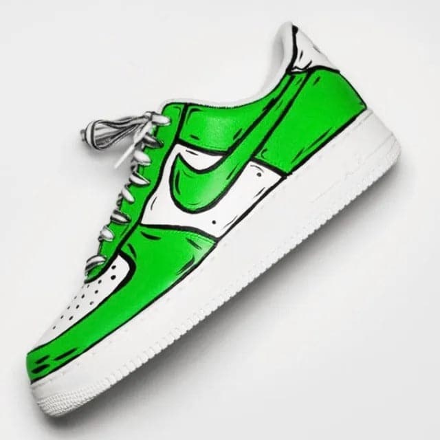 Custom Air Force 1 Bright Green Cartoon Effect
