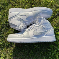 Custom Air Jordan 1 Mid White Grey