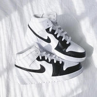 Custom Air Jordan 1 Black Swoosh Panda Sneakers