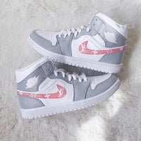 Custom Air Jordan 1 Mid Pink Grey LV