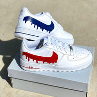 Custom Red Blue Drip Air Force Ones