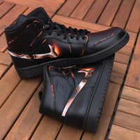 Custom Air Jordan 1 Burning Swoosh Unique Handpainted Sneaker Art