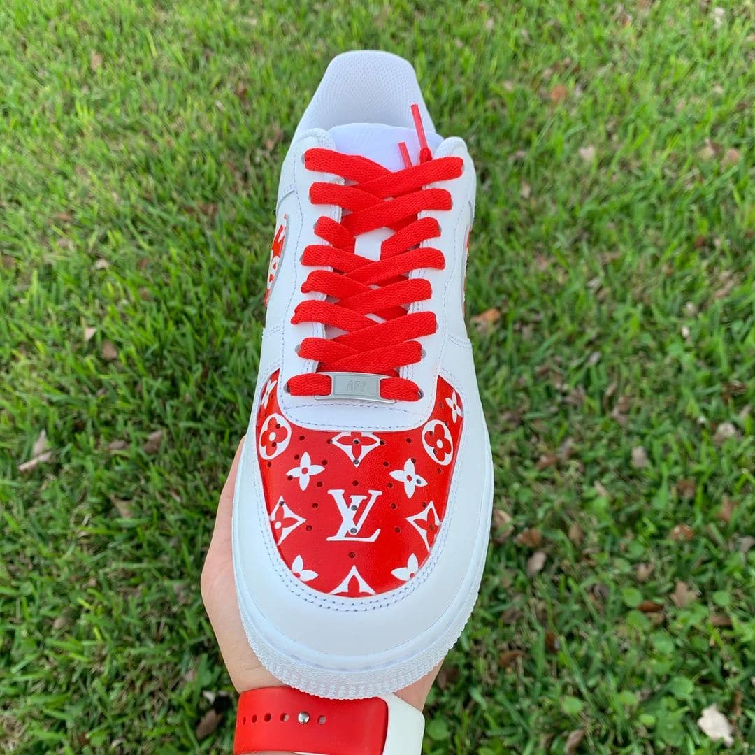 Red Louis Vuitton X Supreme af1