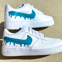 Custom Teal Green Nike Drip Air Force Ones