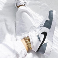 Custom Air Jordan 1 White Swoosh Grey Sneakers