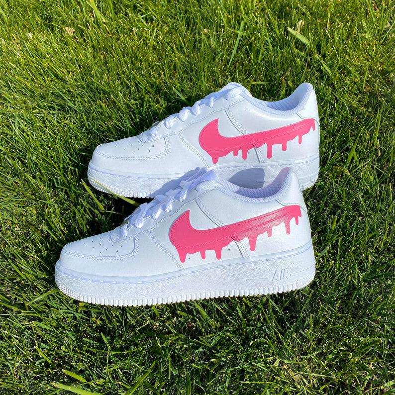 Custom Pink Nike Drip Air Force Ones