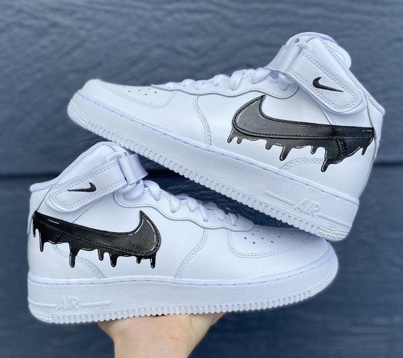 Custom Black Nike Drip Air Force Ones