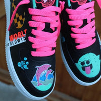 Custom Air Force 1 Pink Dolphin Wide 🌎