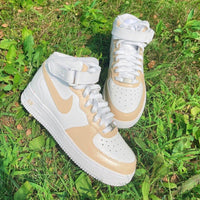 Beige Custom Nike Air Force 1 Mid Custom AF1 Hand-painted Shoes