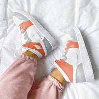 Custom Air Jordan 1 Mid Orange Grey