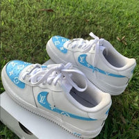 Custom Air Force 1 Baby Blue Louis Vuitton